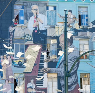 Mural on building by Bill Weber, San Francisco, California, USA