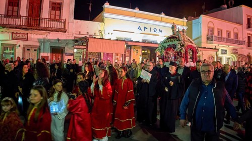 Good Friday, Epitaphios, procession, night procession of traditionally dressed people along