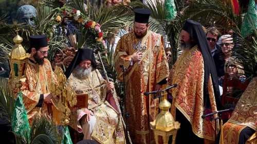 Orthodox priests in elaborate robes gather during a solemn religious ceremony, Orthodox ceremony,