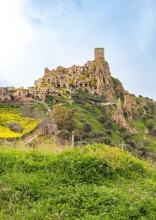 View of the ghost town of Craco, Basilicata, Italy