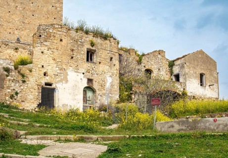 Abandoned buildings in the ghost town of Craco, Basilicata, Italy