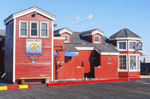 Stearns Wharf pier, Santa Barbara, California, USA
