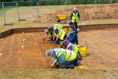 Time Team archaeologists excavating Garden Field at Sutton Hoo, Suffolk, England, UK 2025