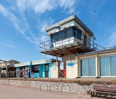 Teign Bean cafe, National Coastwatch building, Eastcliff, Teignmouth, south Devon, England, UK
