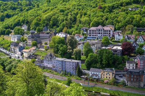 Town view, Lennetal, Altena, Sauerland, Westphalia, North Rhine-Westphalia, Germany