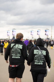 Festival visitor with Rock am Ring 2025 jumper at the Rock am Ring Festival on Sunday, Nürburgring