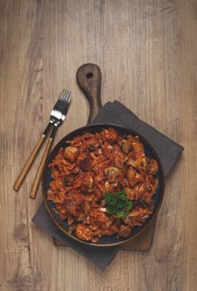 Bigos, bigus is a national Polish dish, made of cabbage and meat, stewed, homemade, no people