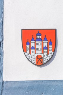 Half-timbered house with town coat of arms of Bad Sooden, Allendorf, district of Allendorf,
