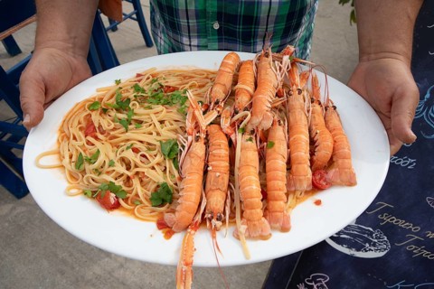 Crayfish or crayfish with pasta, Pelion peninsula or Pelion, Thessaly, Greece