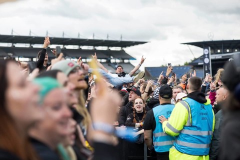 Kraftklub audience at a secret gig of the band at the Rock am Ring Festival on Saturday,