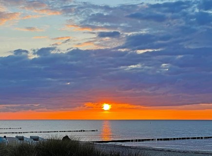 Sunset, Baltic Sea, beach, Kühlungsborn, Rostock district, Mecklenburg-Western Pomerania, Germany