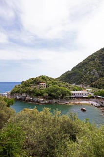 Natural harbour of Damouchari on the Aegean Sea, Pelion or Pelion Peninsula, Magnisia, Thessaly,