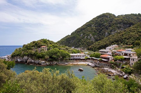Natural harbour of Damouchari on the Aegean Sea, Pelion or Pelion Peninsula, Magnisia, Thessaly,