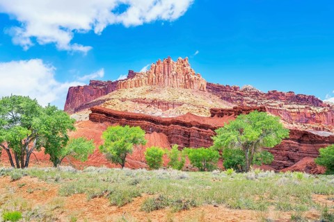 The Castle rock formation, Capitol Reef National Park, Utah, USA, North America