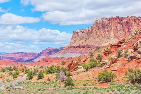 Sandstone cliffs, Capitol Reef National Park, Utah, USA, North America