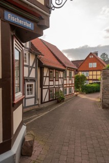 Old fishermen's settlement along the Werra, Bad Sooden, Allendorf, district Allendorf, street