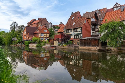 Old fishermen's settlement along the Werra, Bad Sooden, Allendorf, district Allendorf, street