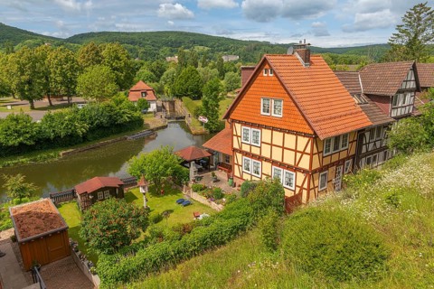 Werra lock system with lock house, old fishermen's settlement, Bad Sooden, Allendorf, Allendorf