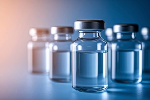 Close up of vials with clear liquid. Generative AI, AI generated