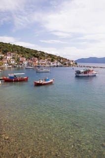 Boats in the harbour of Agia Kiriaki on the Aegean Sea, Pelion or Pelion Peninsula, Magnisia,