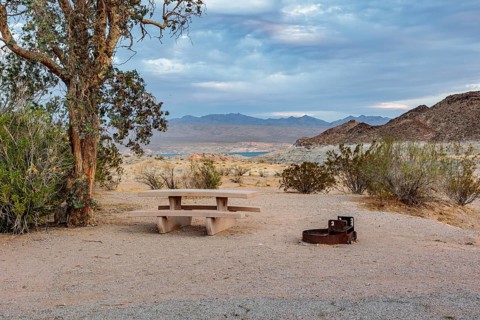 Campsite in Echo Bay Lower Campground at Echo Bay, Nevada, USA