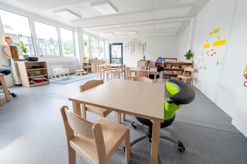 Versatile nursery room with child-friendly furniture, transitional containerised nursery, Gechingen