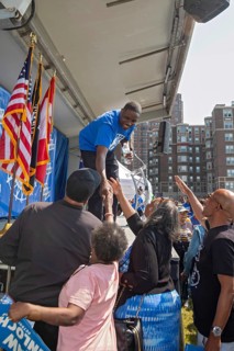 Detroit, Michigan USA - 7 June 2025 - Rev. Solomon Kinloch shakes hands after a rally in which