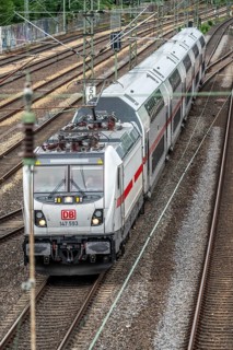 IC train, double-decker, Intercity, on the line between Bochum and Dortmund, at Dortmund-Marten,