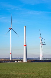 Construction site of the new Bedburg 3 wind farm, on recultivated open-cast mining site, 9 wind