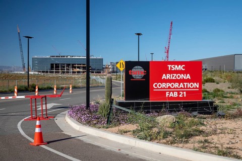 Phoenix, Arizona - Construction of the TSMC Arizona semiconductor manufacturing complex. The