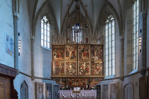 Mediac altar, late Gothic winged altar, built 1490-1520, St. Margaret's Church, Medias,