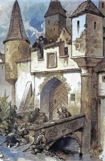 German Peasants' War, 1524-1526, Eberlin engages the townspeople at the Augst Bridge in Erfurt.