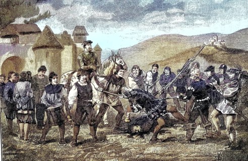German Peasants' War, 1524-1526, The Count of Helfenstein is chased into the lances. The Counts of