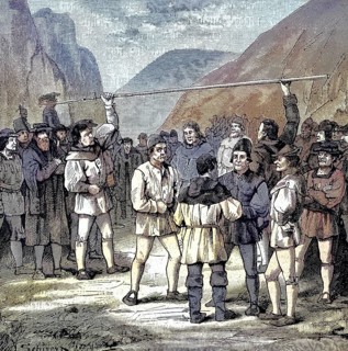 German Peasants' War, 1524-1526, vote on Luibas. Leubas is a church village in the north of the