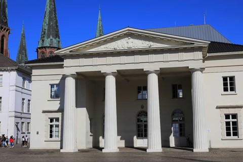 Castle Square with Castle Guard and St. Lambert's Church in the background, Lower Saxony, Germany
