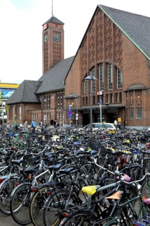 Lots of bikes in the bicycle parking lot in front of Oldenburg Central Station, Lower Saxony,