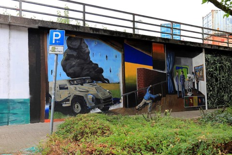 Graffiti applied as part of the MEMUR Urban Art Festival in Oldenburg, Lower Saxony, Germany