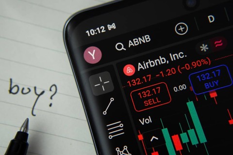Dhaka, Bangladesh- 20 June 2025: Airbnb stock trading details displayed on smartphone with