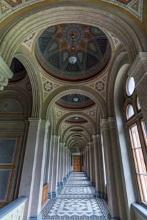 Hallway with vaulted ceilings in the National Yuri Fedkovych University, founded in 1875,