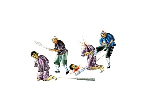 Jurisprudence, torture and punishment in medieval China, scene of the beheading of an offender,