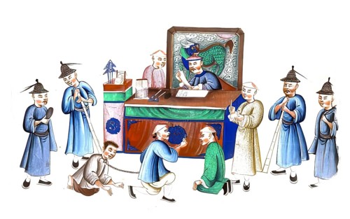 Jurisprudence, torture and punishment in medieval China, the illustration depicts a historic