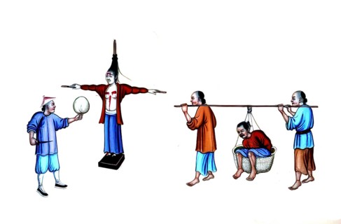 Jurisprudence, torture and punishment in medieval China, the main scene depicts a convict tied to a