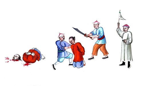 Jurisprudence, torture and punishment in medieval China, The artwork shows a public beheading scene