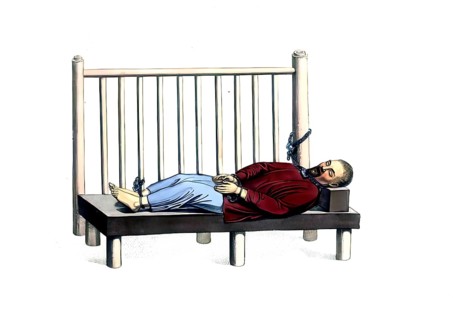 Jurisdiction, torture and punishment in medieval China, narrow prison camp. This criminal is tied