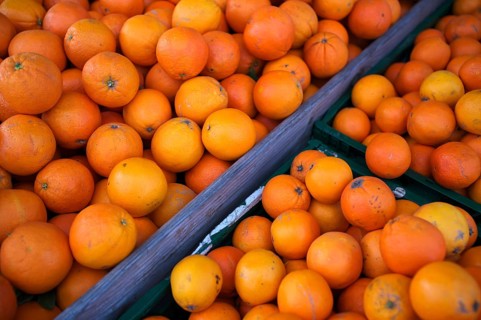 Oranges, juice oranges, fruit, fruit stand, market stand, market, Fellbach, Baden-Württemberg,