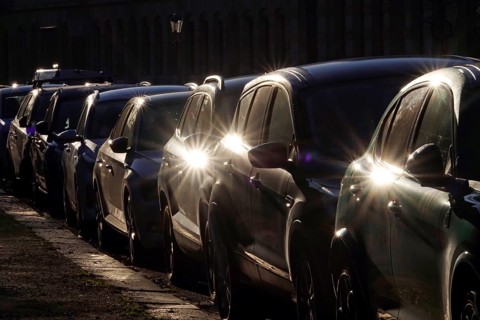 Cars parked close to the road, Germany