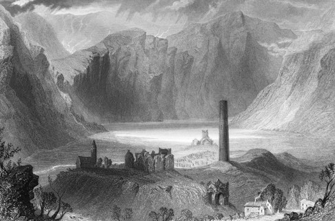 St. Kevin's Church, Glendalough Church Ruins on Lower Lake, Glendalough Village, County Wicklow,