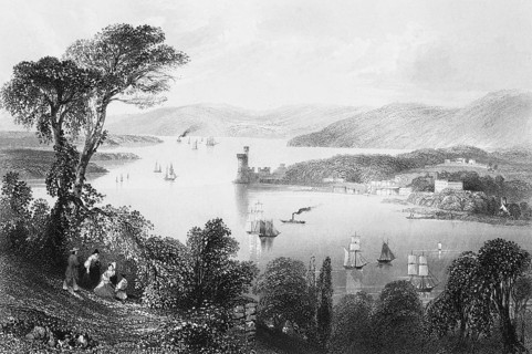 Glashaboy River with the town of Glanmire, County Cork, Ireland, idyllic landscape, river,