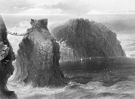 Rope Bridge at Carrick-a-Rede, Ballintoy, County Antrim, Northern Ireland, North Atlantic, National