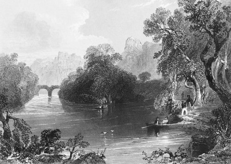 Old bridge, Old Weir Bridge, Killarney National Park, County Kerry, Ireland, idyllic riverscape,